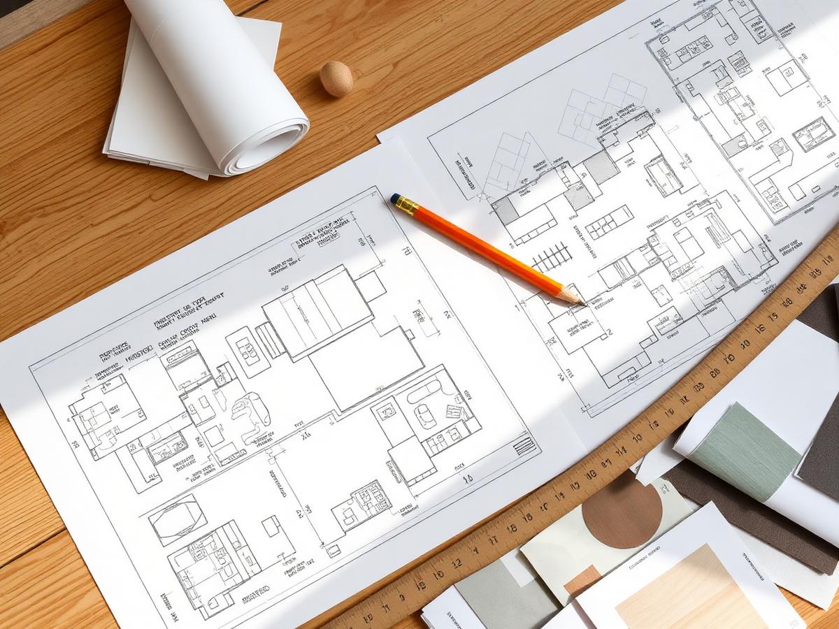 Renovation design plans and material samples